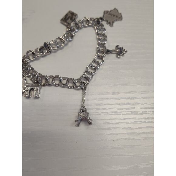 Vintage Sterling Silver Charm Bracelet 6 France Inspired Charms 23.4 Grams 7" - Picture 5 of 10
